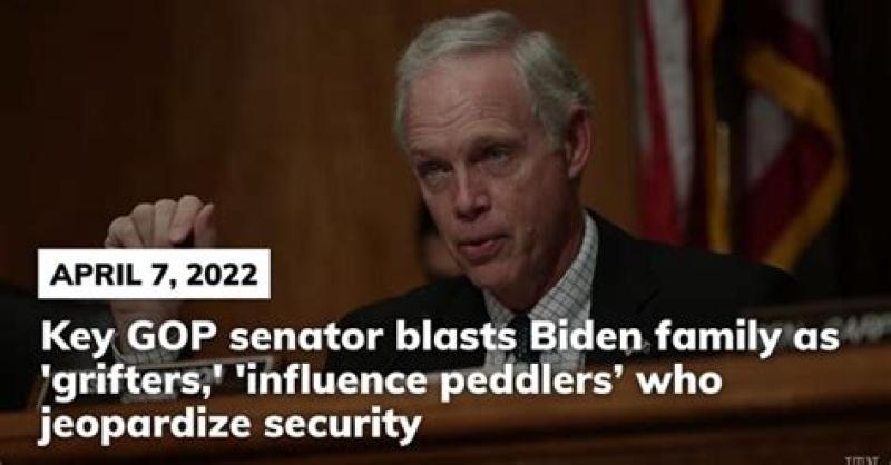 Key GOP senator blasts Biden family as 'grifters,' 'influence peddlers’ who jeopardize security