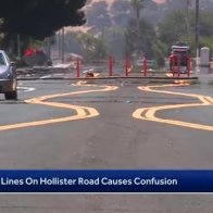 Crooked road lines painted on California road baffle residents