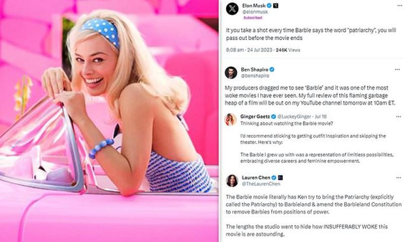 Elon Musk joins backlash against Barbie film's portrayal of anti-man feminism 