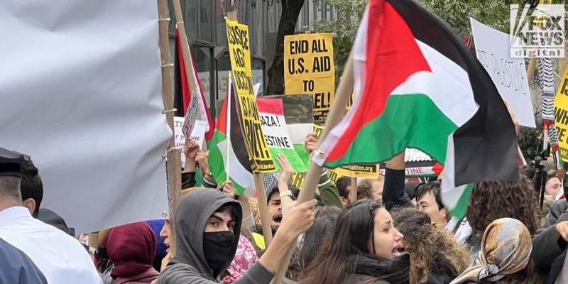 Pro-Palestinian protesters blame Israel for Hamas terror attack in 'repugnant' demonstrations