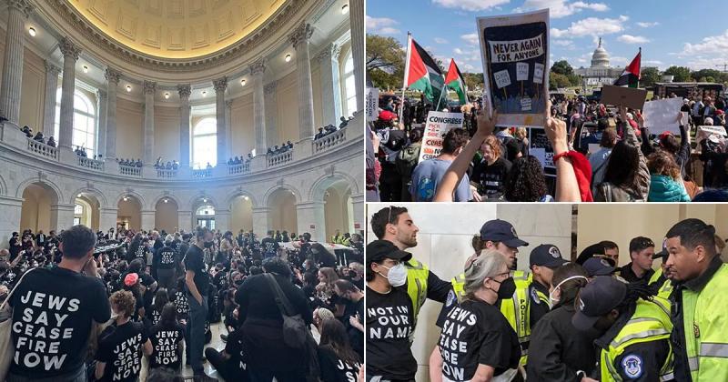 Capitol Hill protest: Hundreds storm building with banners demanding Israel-Gaza ceasefire - The Mirror US