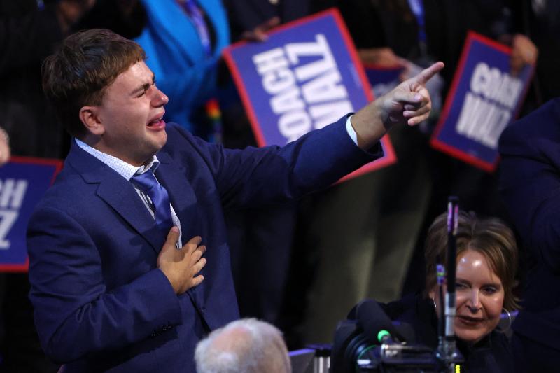 Gus Walz's tears melted hearts at the DNC. Critics called it unmanly