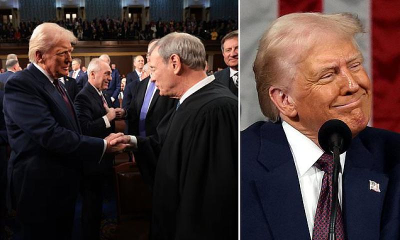 Trump's hot mic moment with Supreme Court Justice sparks wild conspiracy theories as he issues response | Daily Mail Online