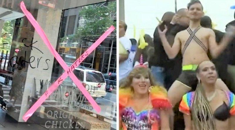 Libs vandalize Chick-fil-A during gay pride parade, ignore beating of gay conservative